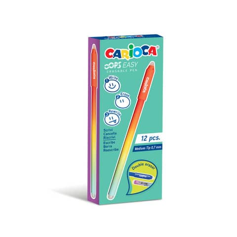 Penna cancellabile Carioca Oops Easy punta media 0,7 mm conf. da 12 pz rosso 43500/03
